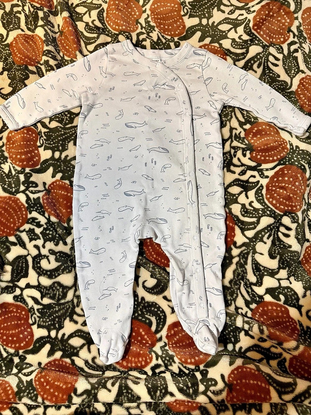Nordstrom Baby Footie Pajamas White & Blue Size 3M